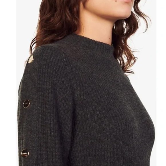 Sandro Knitted Gold Buttoned Dress - Picture 3 of 3